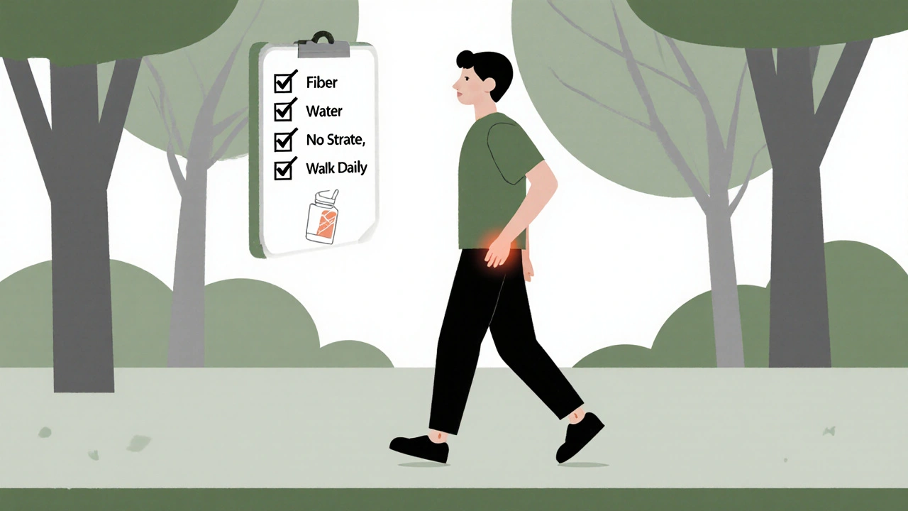 Person walking in park with healing checklist floating above