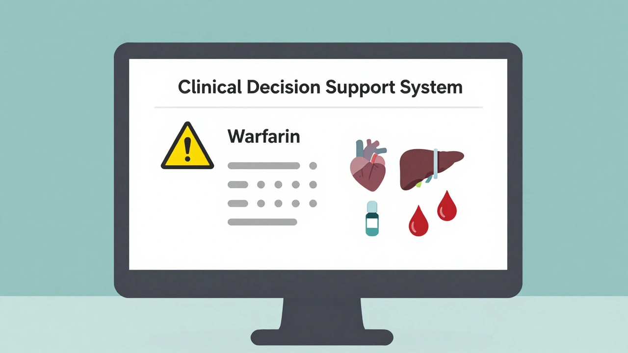 Doctor&#039;s computer screen showing drug interaction alert
