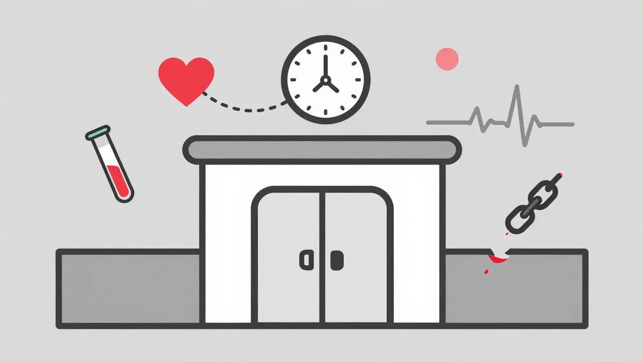 ER clock ticking toward 90 minutes with medical symbols indicating heart attack treatment