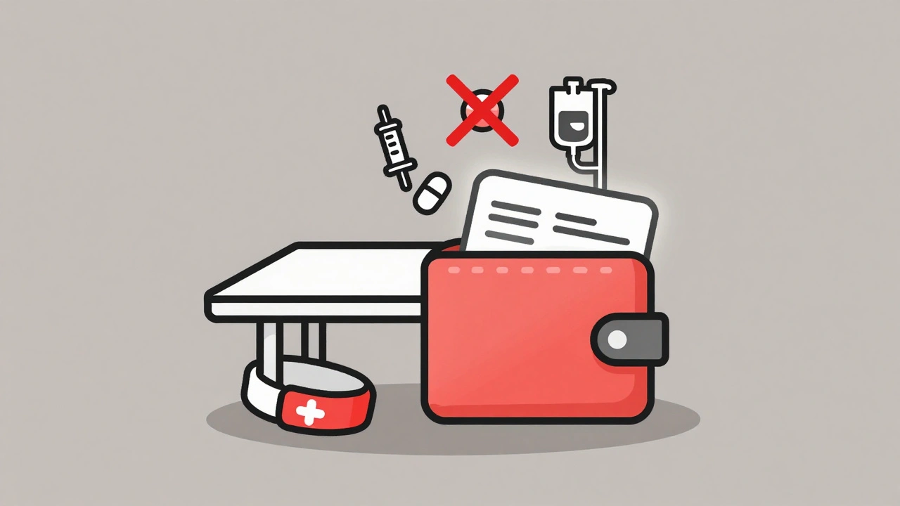 Medical alert bracelet and wallet card with crossed-out drug icons