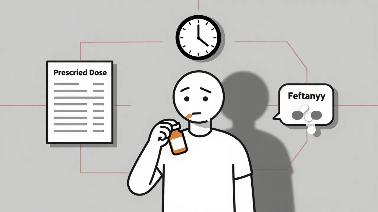 Person with pill bottle casting a skull shadow, linking prescription and fentanyl risks.