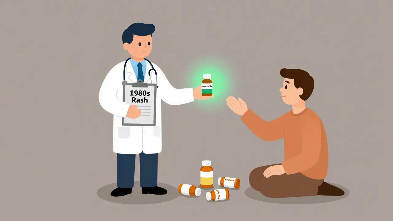 Doctor gives safe amoxicillin while outdated antibiotics are discarded