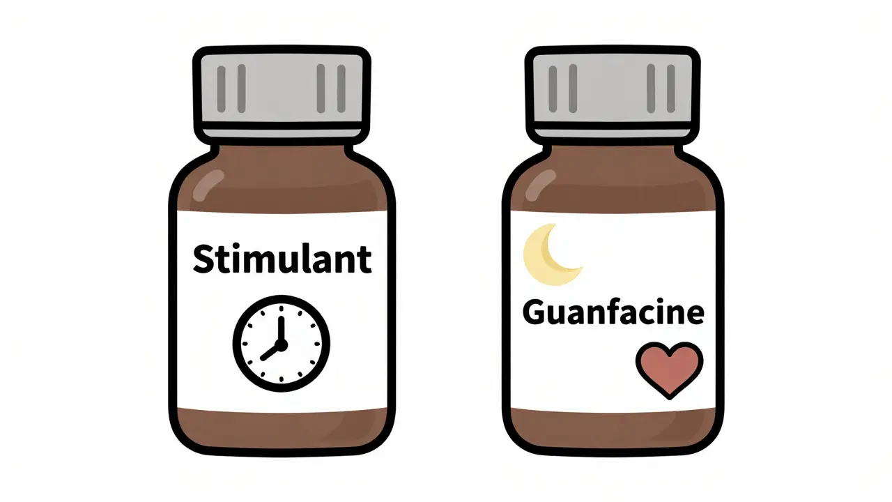 Two ADHD medications side by side, one disrupting sleep, the other calming the heart