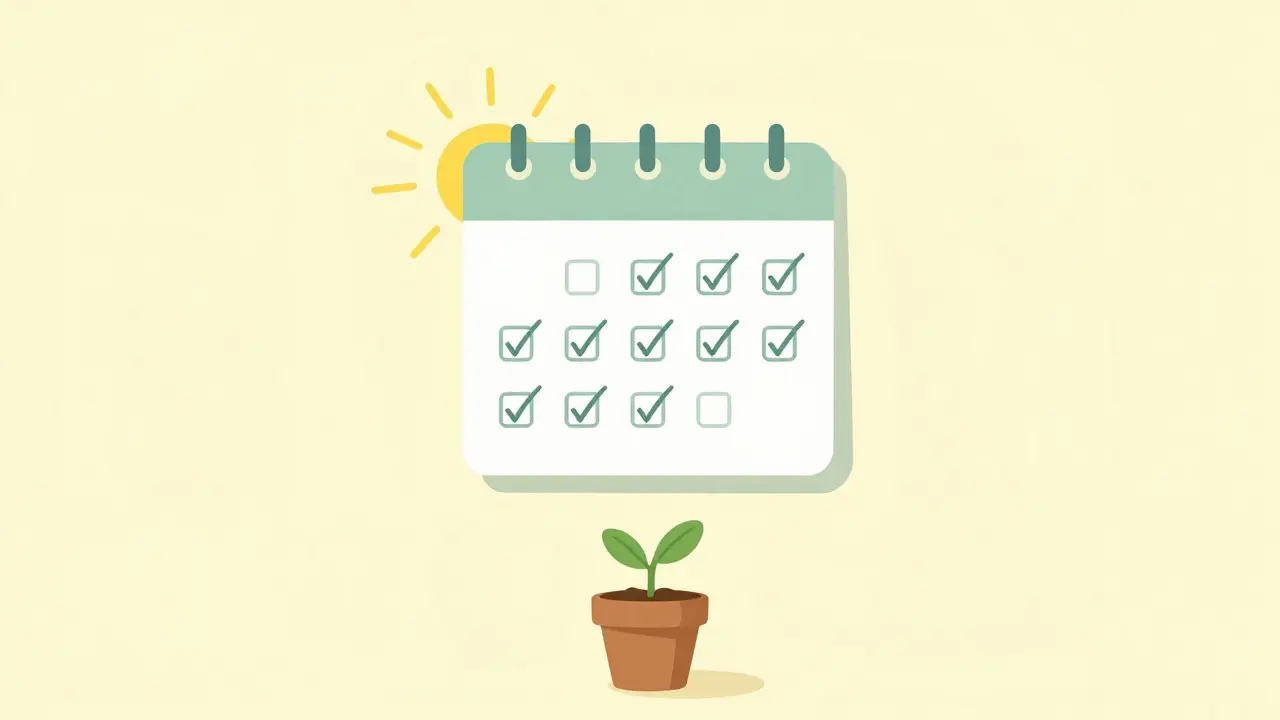Calendar and plant symbolizing consistent treatment progress
