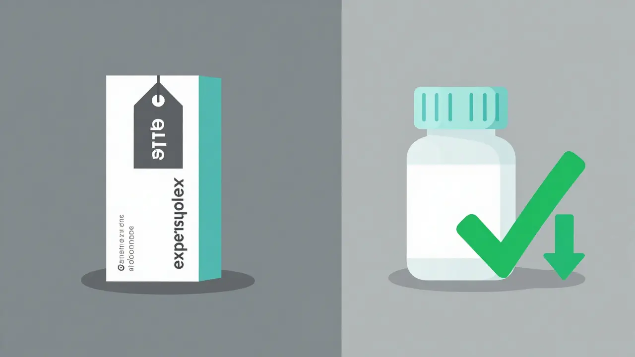 Comparison of expensive brand box versus affordable generic bottle