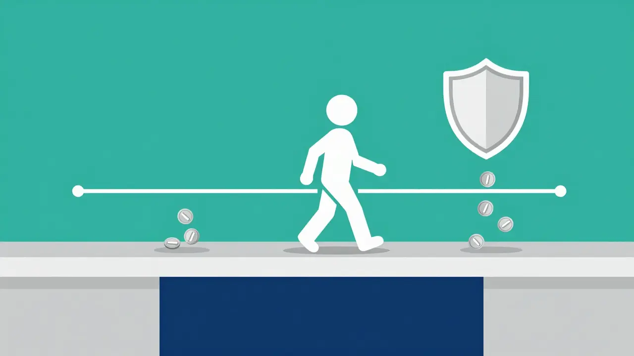 Conceptual art depicting the PBS safety net shielding patients from high medical costs.