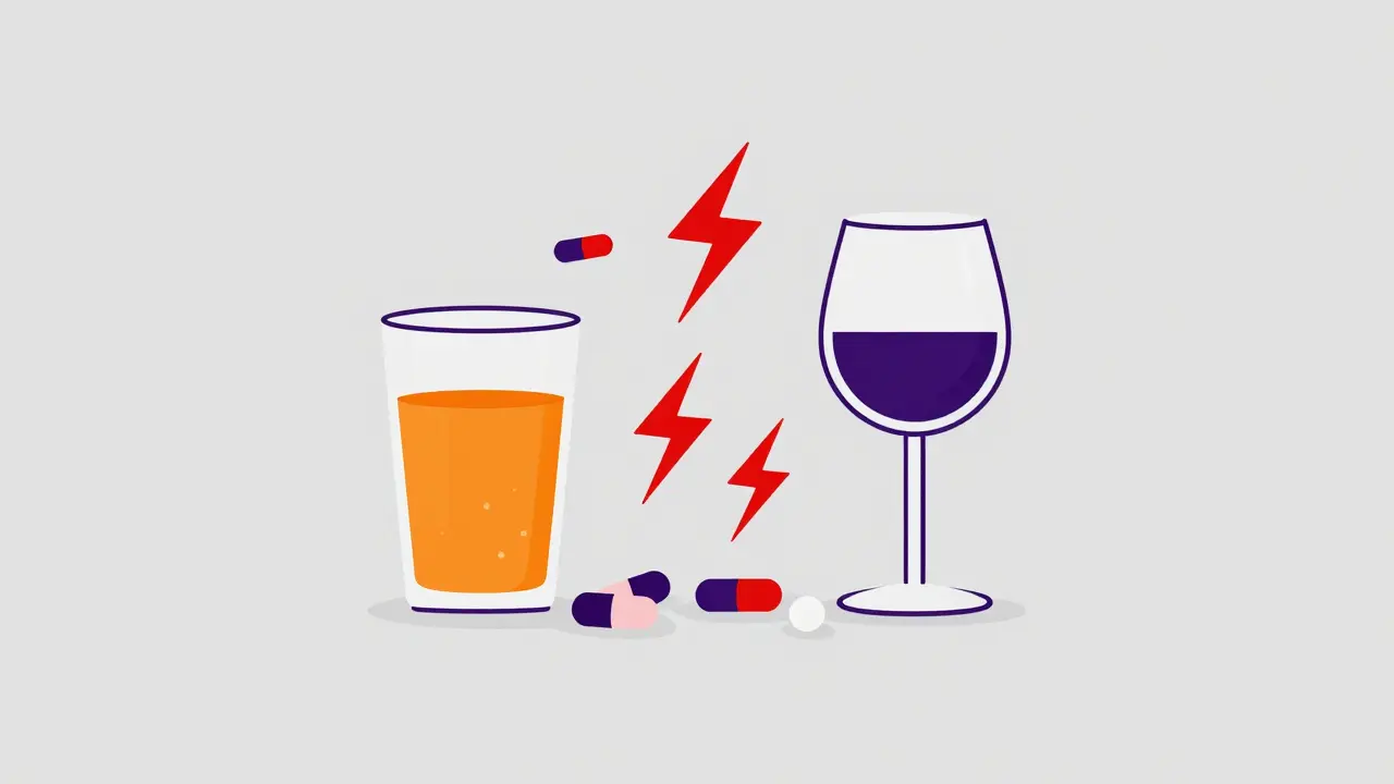 Pills interacting with juice and alcohol