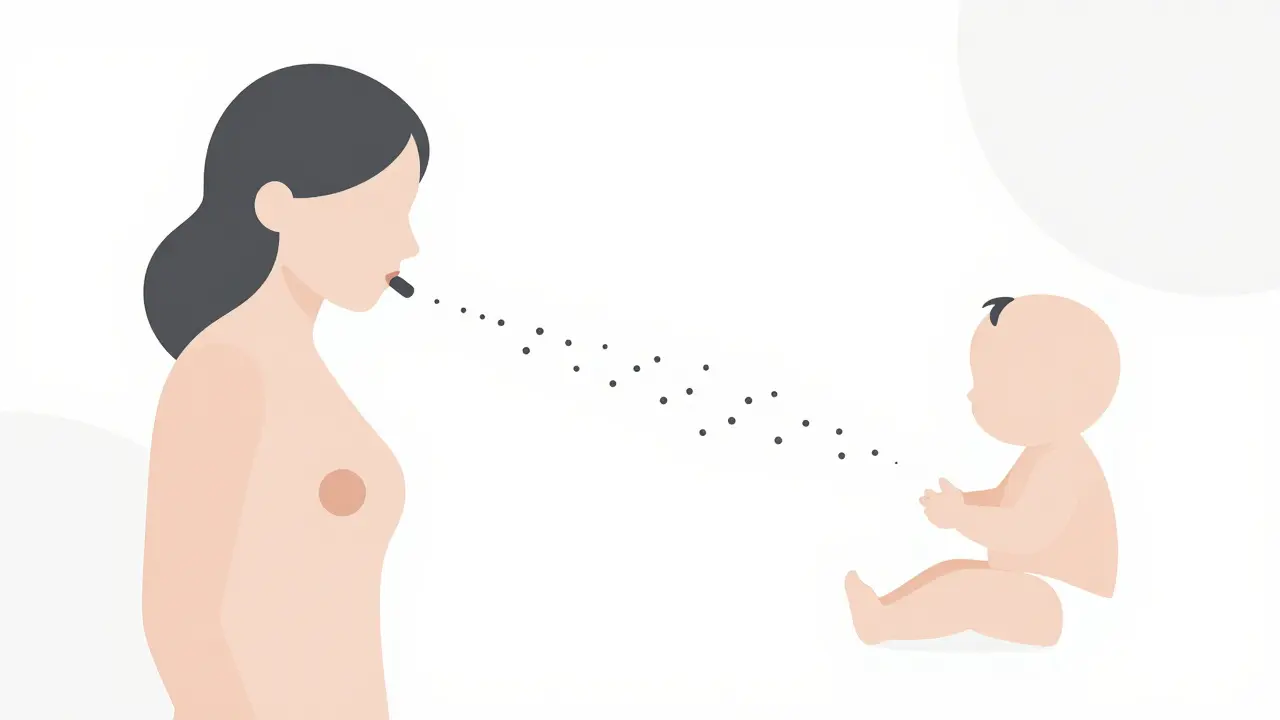 Abstract illustration showing minimal drug transfer to baby