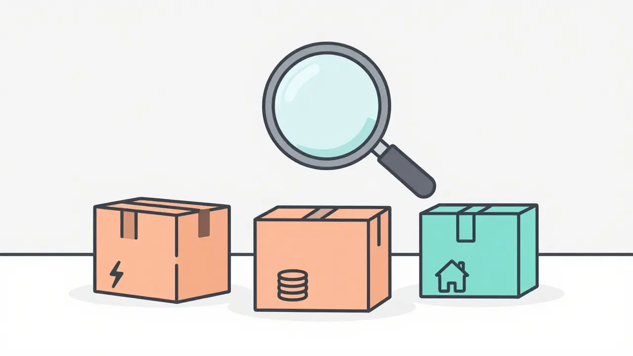 Delivery boxes with magnifying glass for price comparison