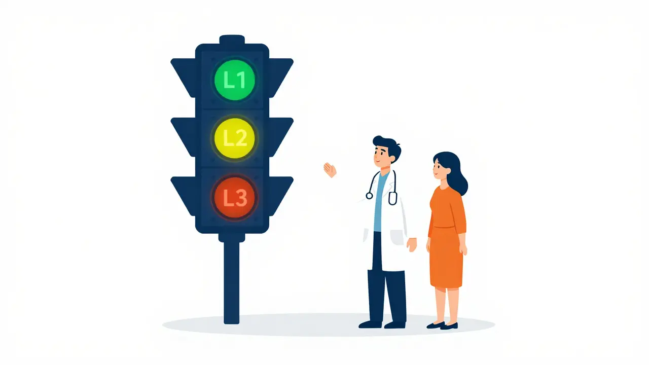Doctor and mother reviewing antibiotic safety levels