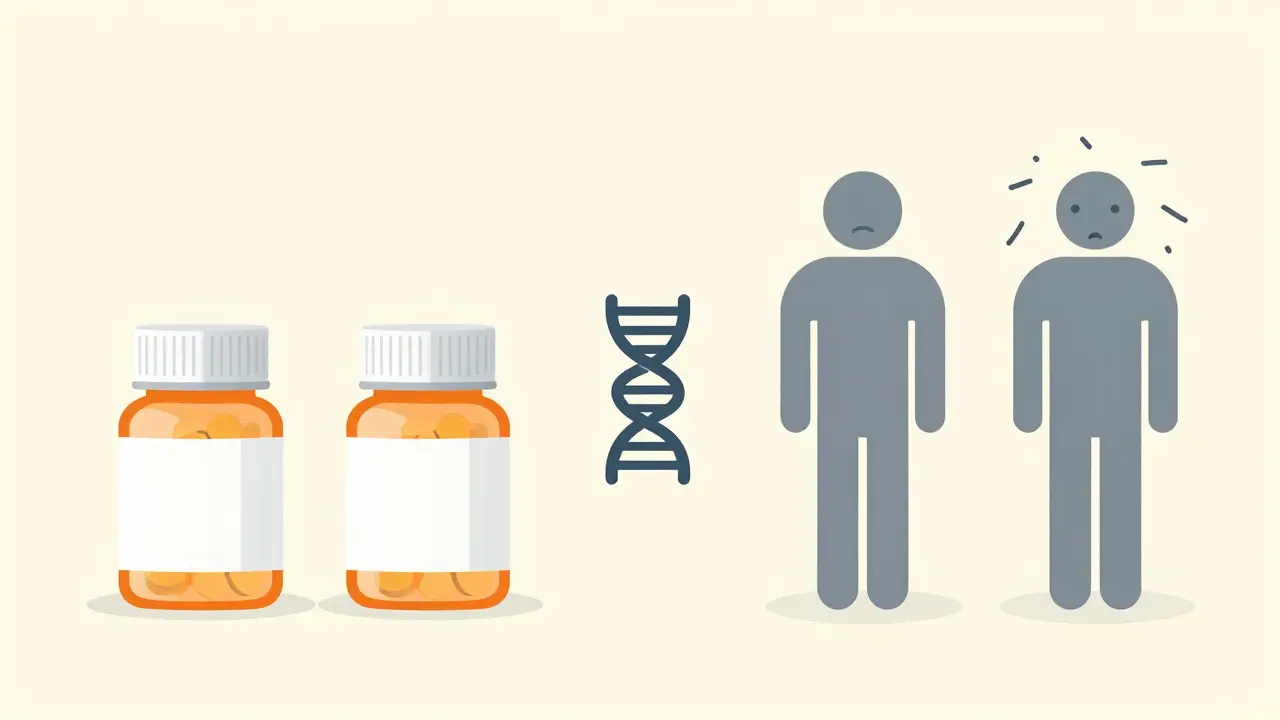 Pills and DNA helix showing genetic drug sensitivity