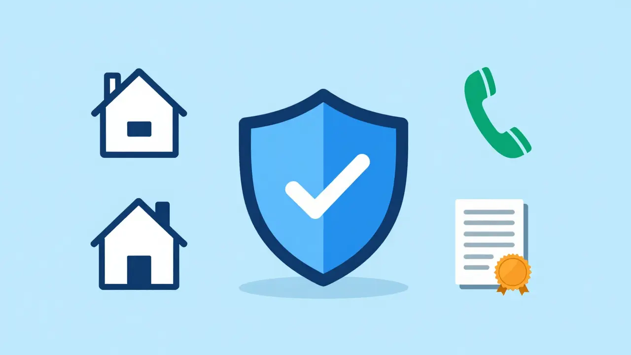 Graphic showing safety icons like shields and phones for verifying online pharmacies