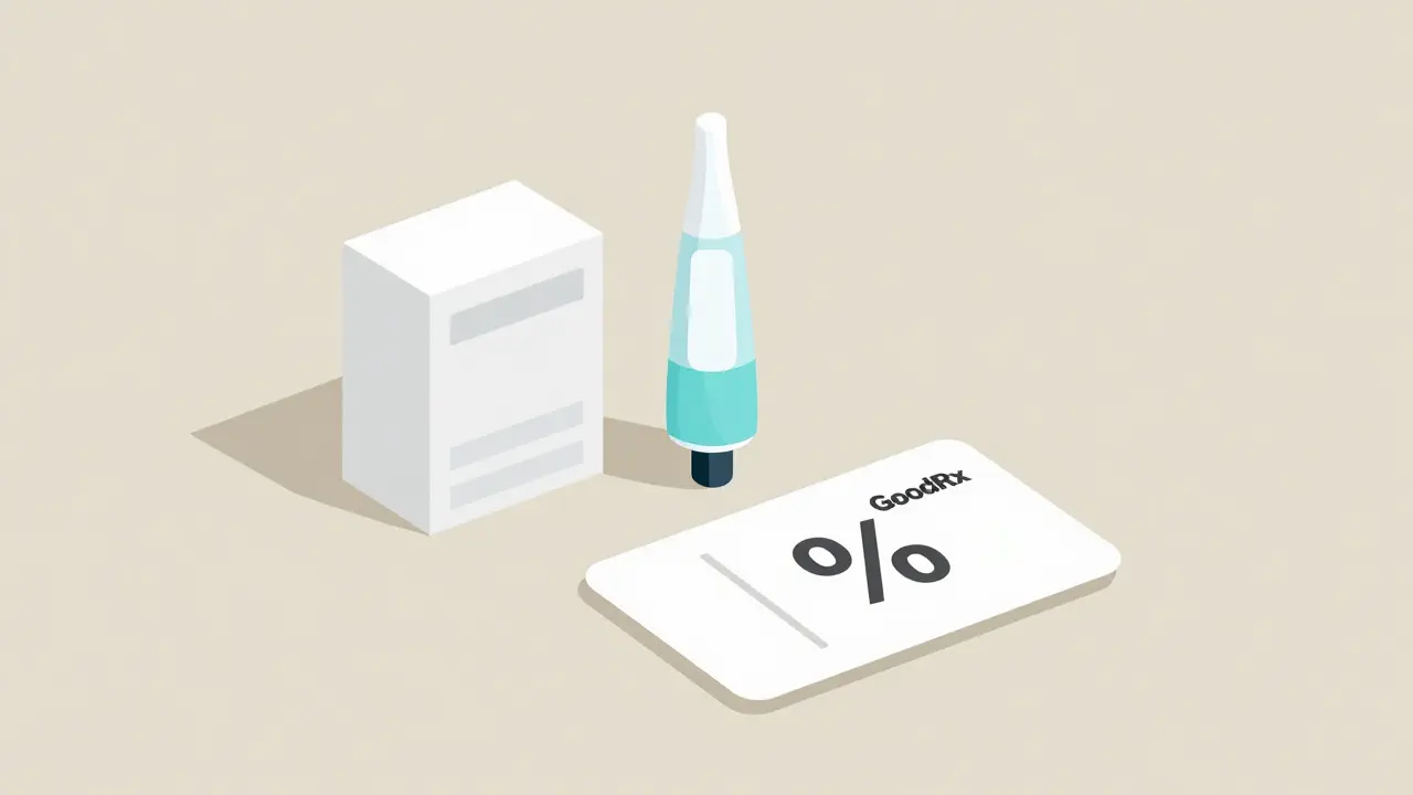 Medication boxes and coupon card illustrating cost-saving strategies