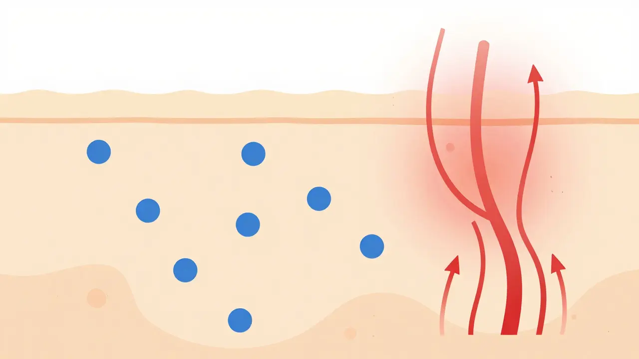 Abstract diagram of drug absorption through skin