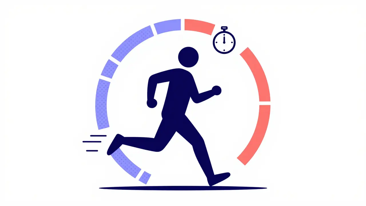 Abstract runner figure surrounded by a cycle of alternating training state indicators