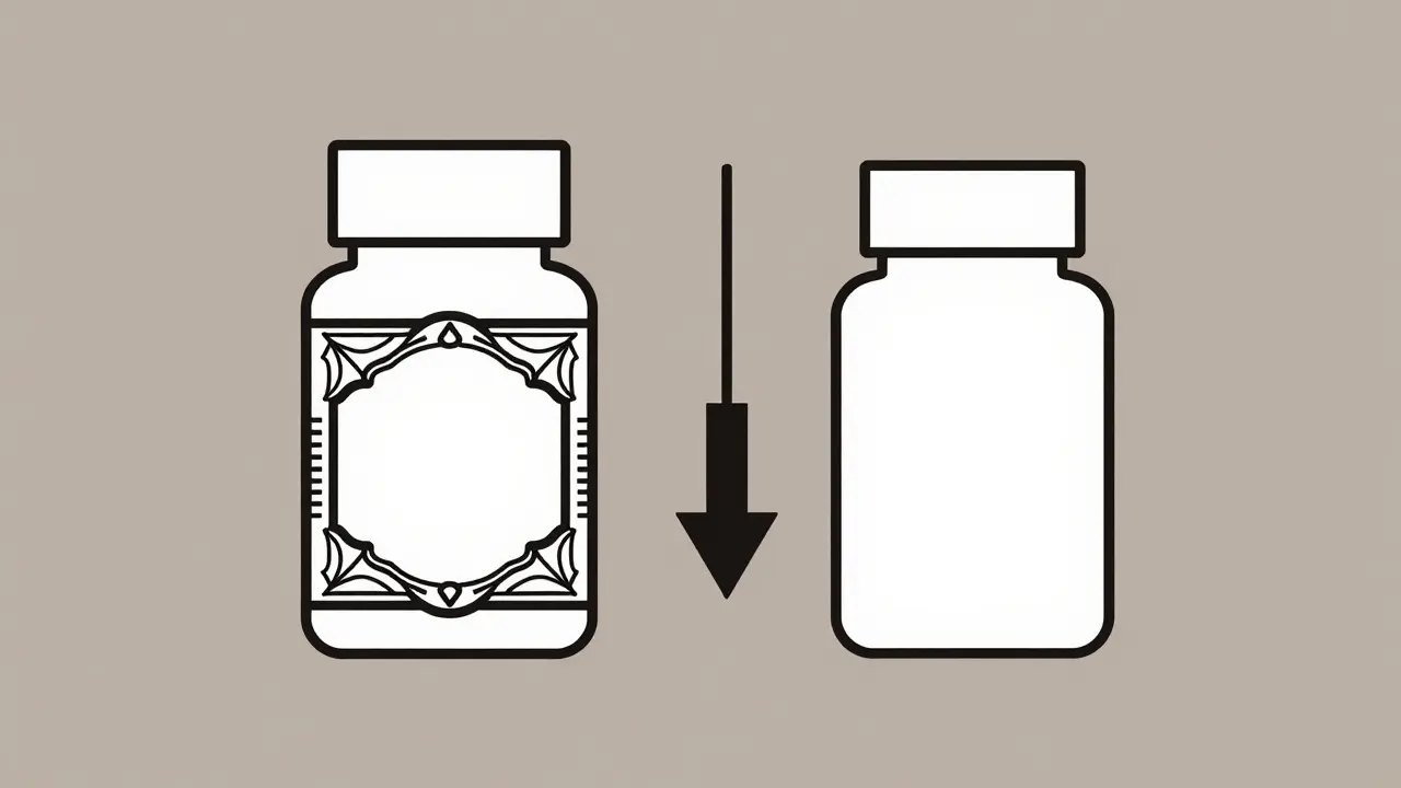 Comparison of brand name and generic pill bottles