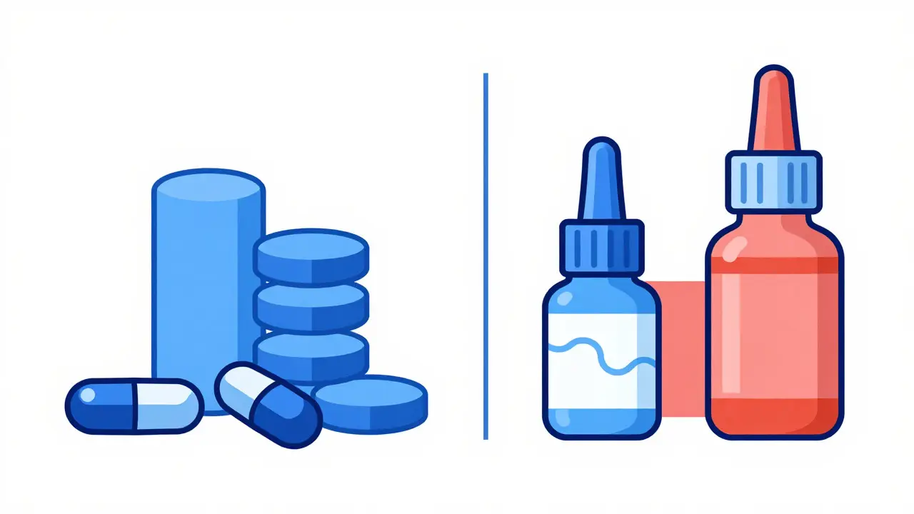 Comparison of stable solid pills versus risky liquid meds