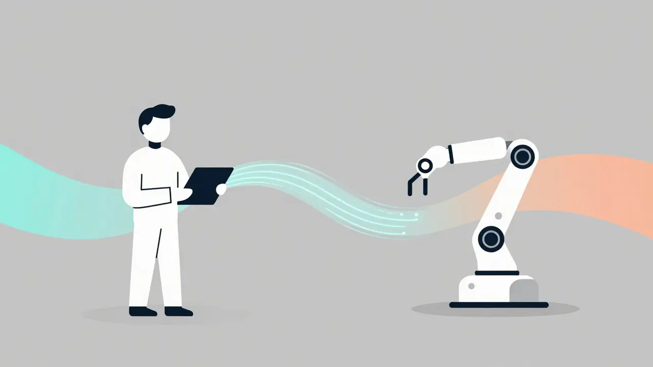 Human and robot collaborating via data streams