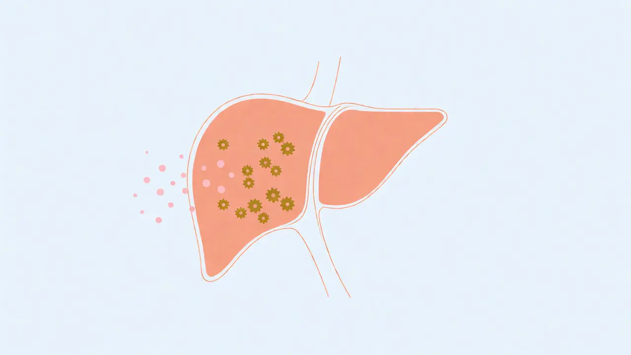 Abstract liver diagram showing hormone metabolism by enzymes