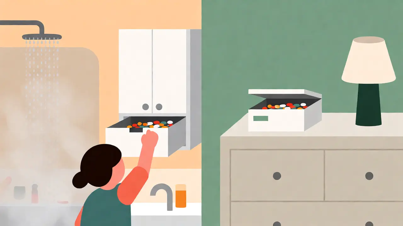 Bathroom chaos vs. stable bedroom storage